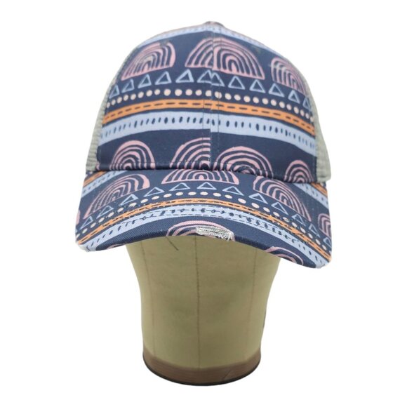 Latched Mama Rainbow Geometric Distressed Ponytail Mesh Strapback Cap Hat NEW - Picture 8 of 12